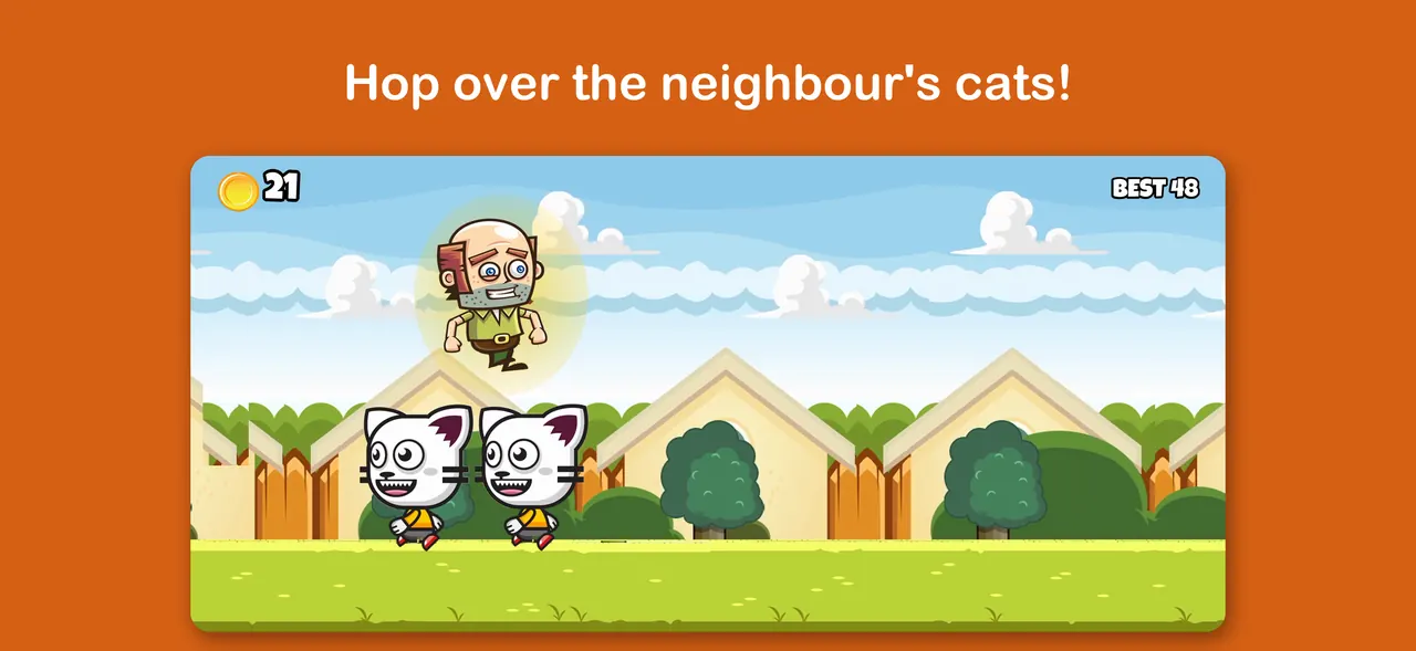 Baldy jumps over the neighbour's cats