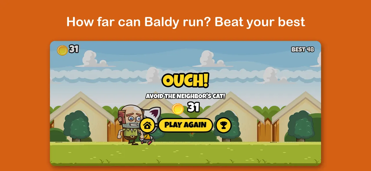 Game over screen with your score
