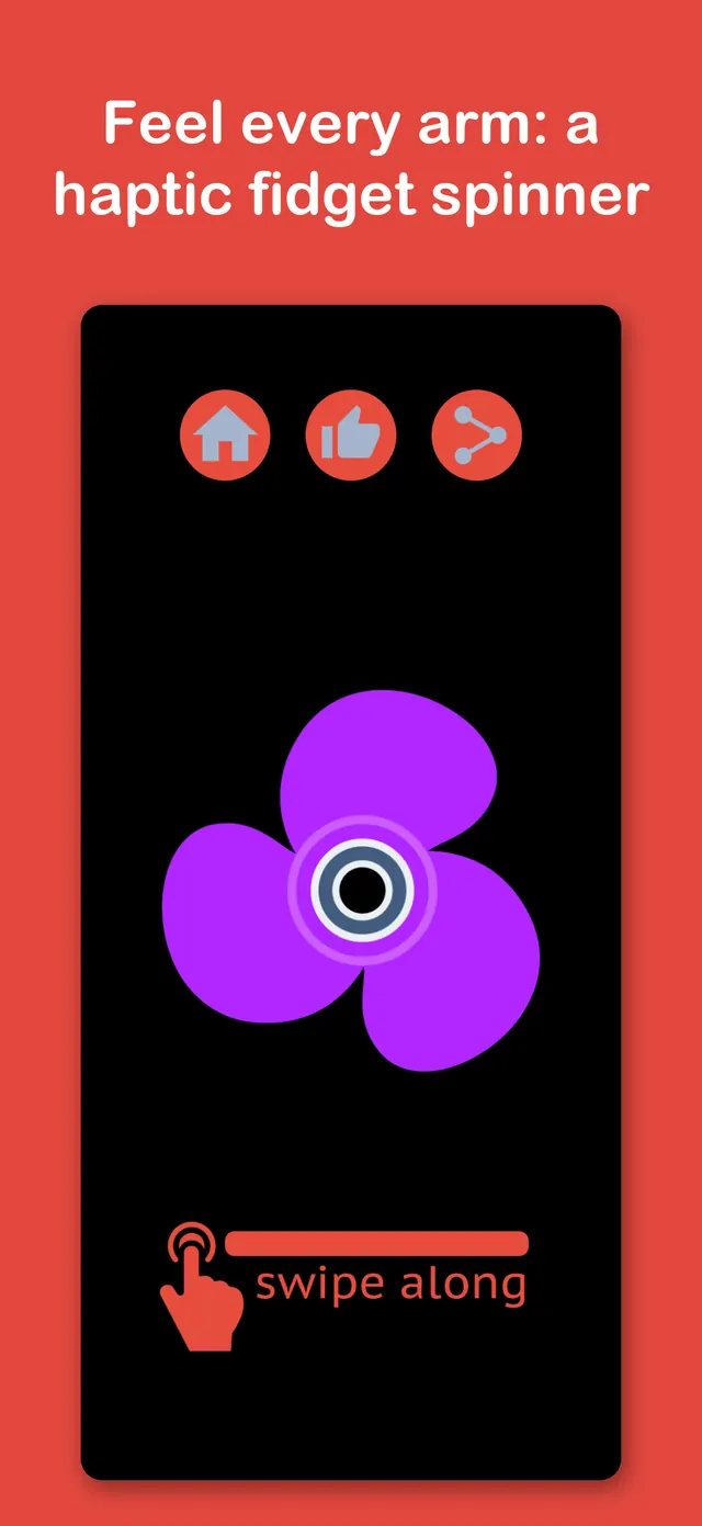 A purple spinner with the swipe hint