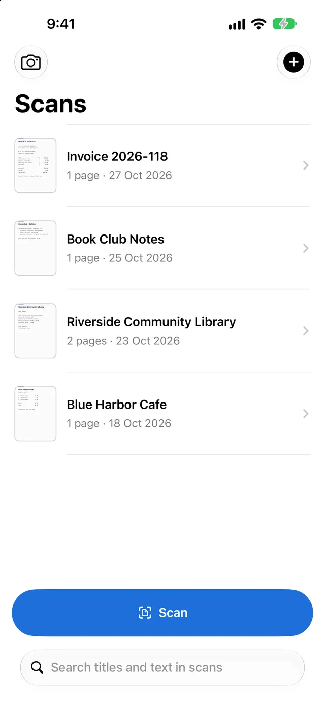 The Scans library with search