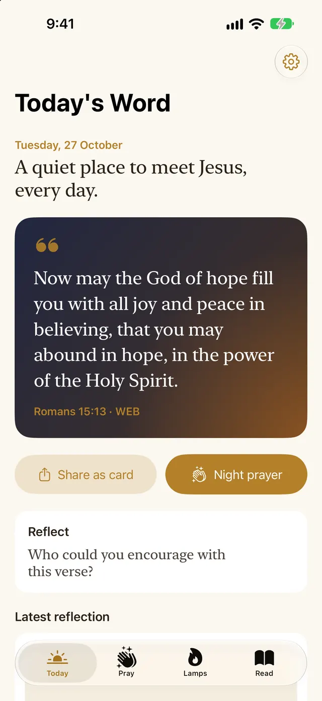 Today's Word with a verse and a reflection question
