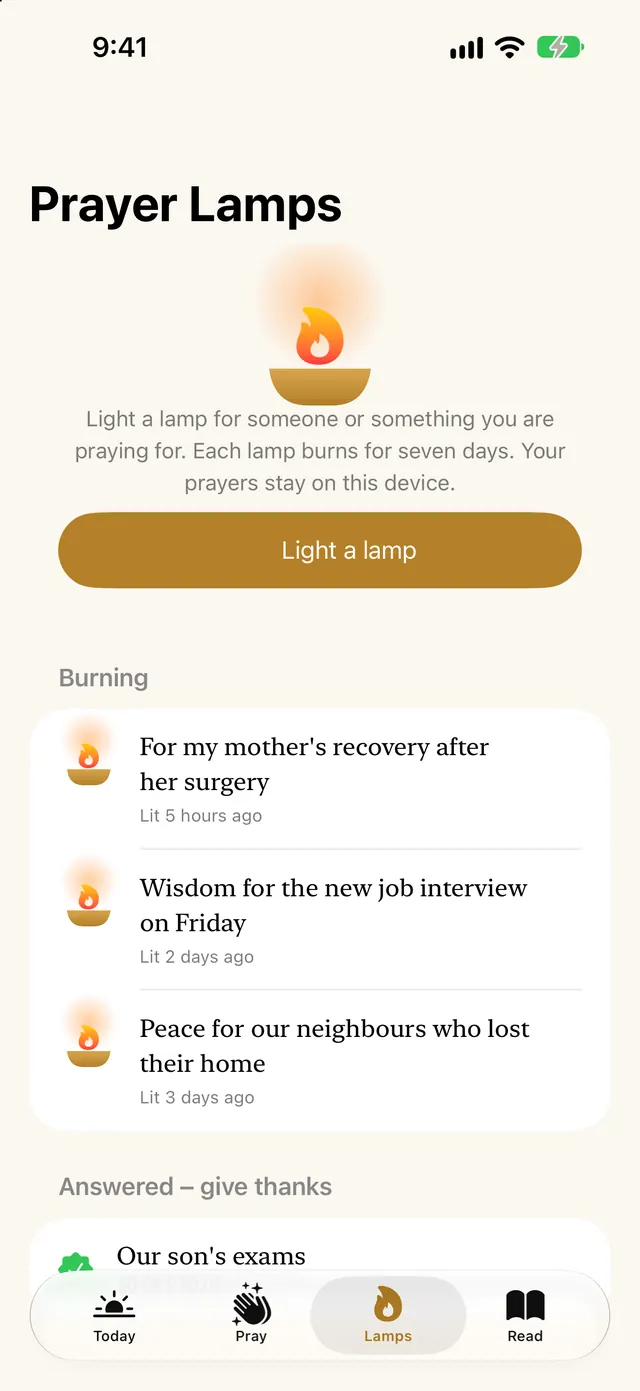 Prayer Lamps for people and intentions